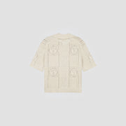 OLAF HUSSEIN Face logo knit polo off white