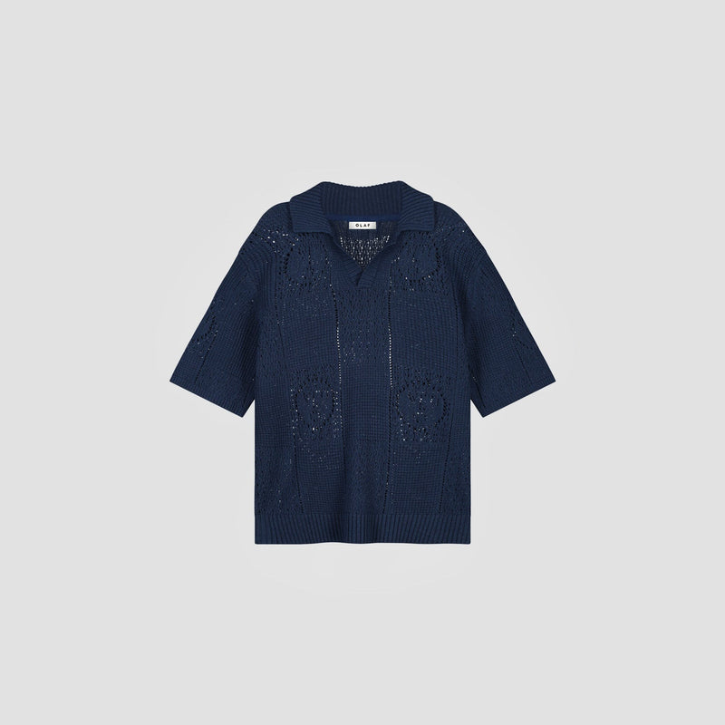 OLAF HUSSEIN Face logo knit polo