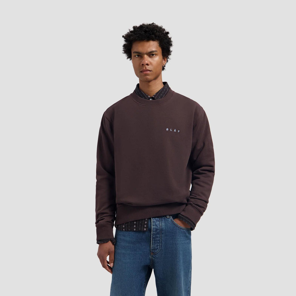 OLAF HUSSEIN Lasso face crewneck chocolate plum