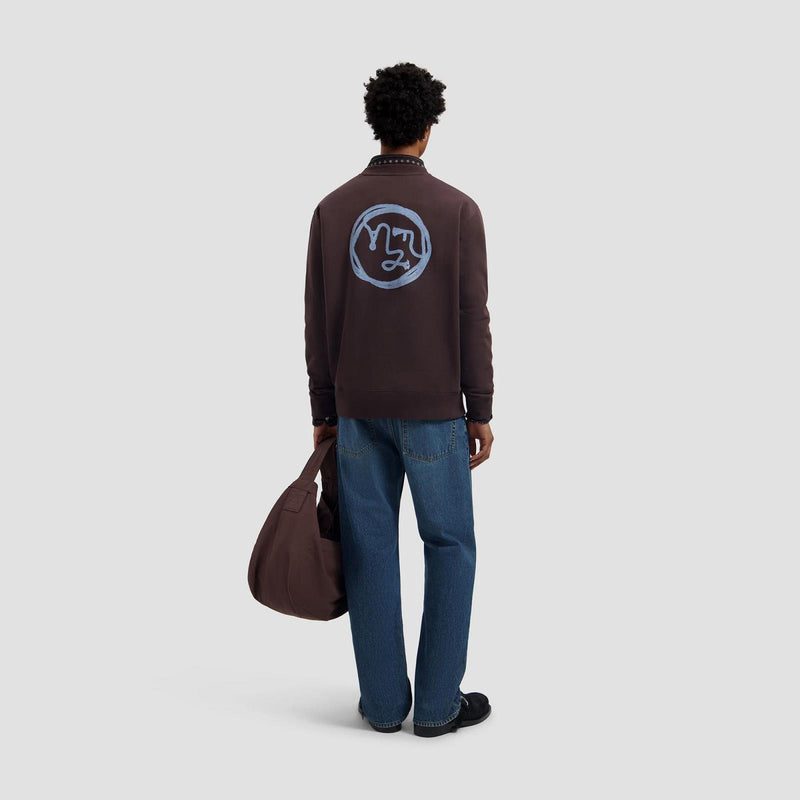 OLAF HUSSEIN Lasso face crewneck chocolate plum