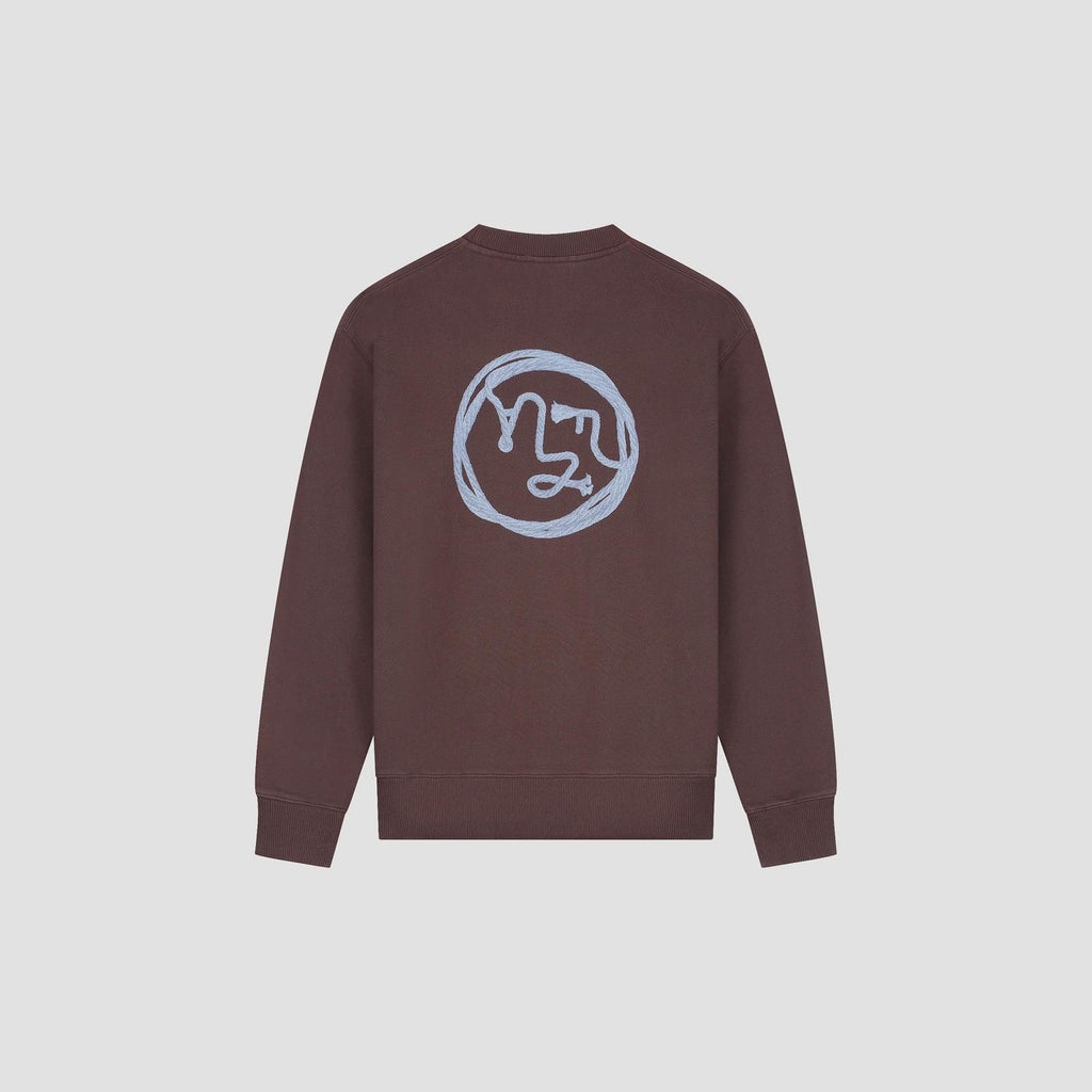 OLAF HUSSEIN Lasso face crewneck chocolate plum