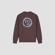 OLAF HUSSEIN Lasso face crewneck chocolate plum