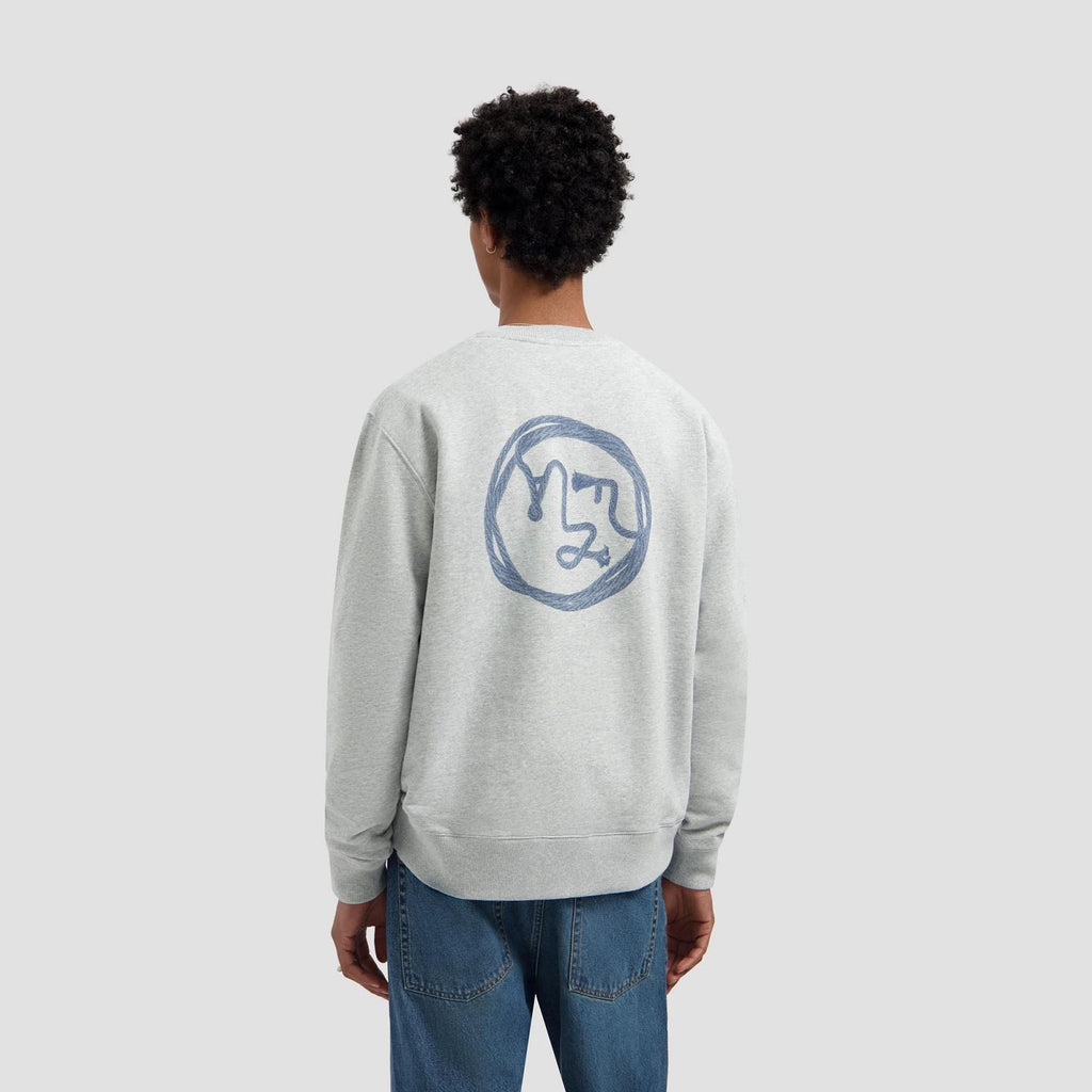 OLAF HUSSEIN Lasso face crewneck heather grey
