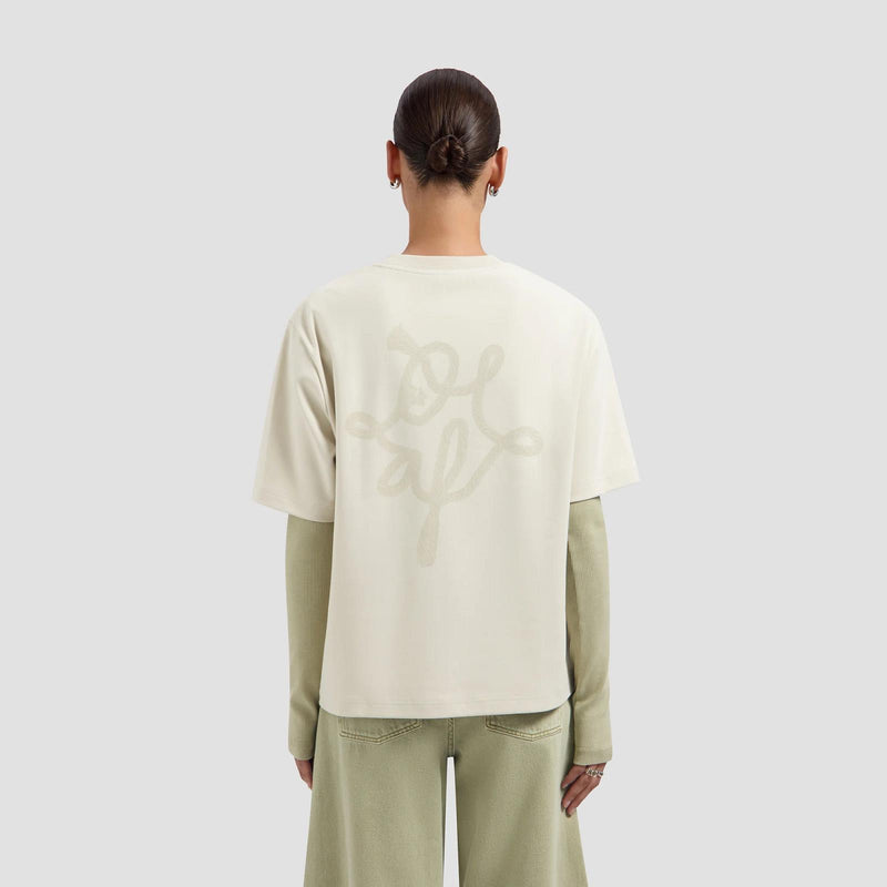 OLAF HUSSEIN Lasso monogram oversized tee ancient scroll