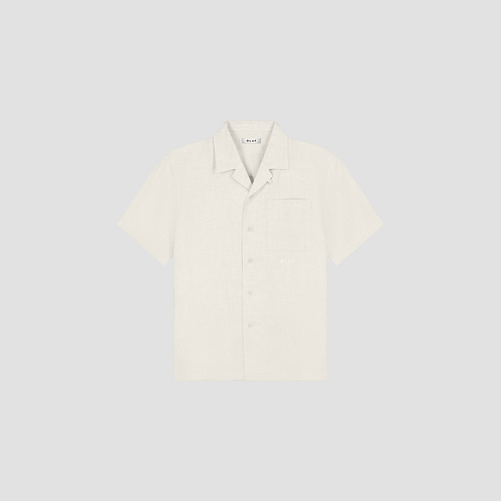 OLAF HUSSEIN Linen blend SS shirt off white