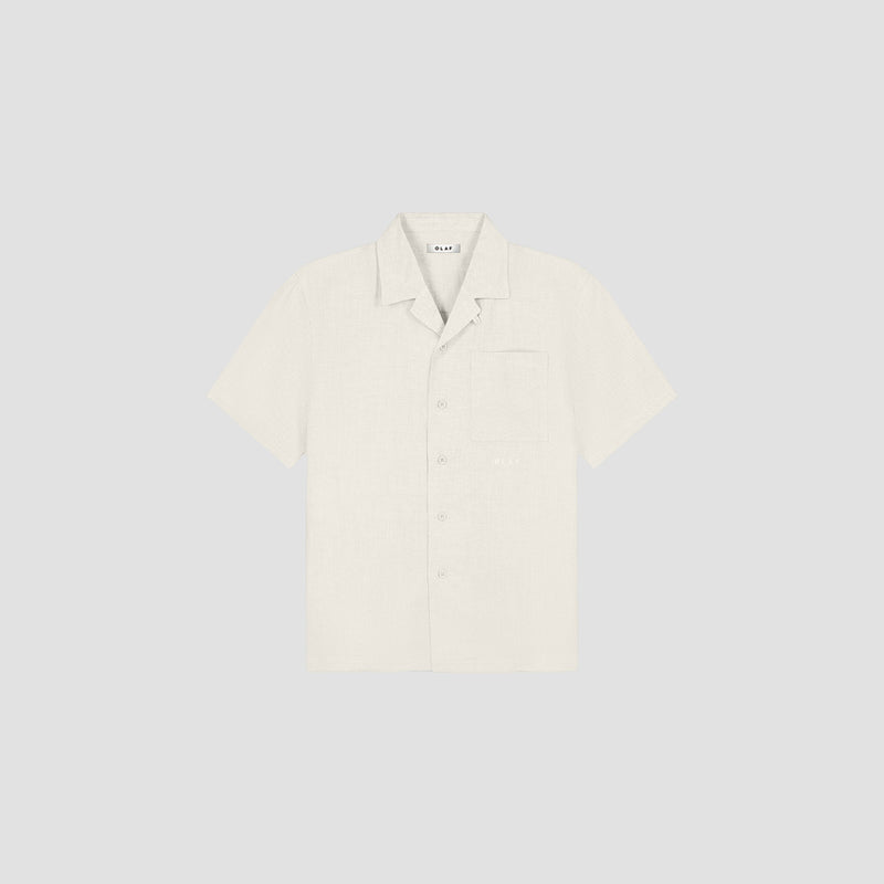 OLAF HUSSEIN Linen blend SS shirt off white
