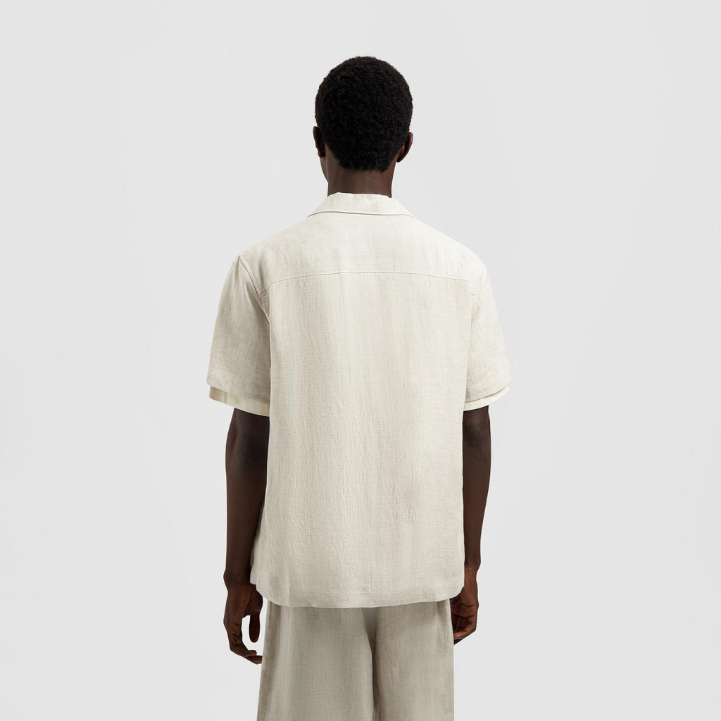 OLAF HUSSEIN Linen blend SS shirt off white