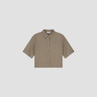 OLAF HUSSEIN Linen short sleeve shirt taupe