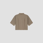 OLAF HUSSEIN Linen short sleeve shirt taupe