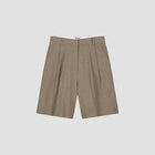 OLAF HUSSEIN Linen tailored shorts taupe