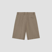 OLAF HUSSEIN Linen tailored shorts taupe