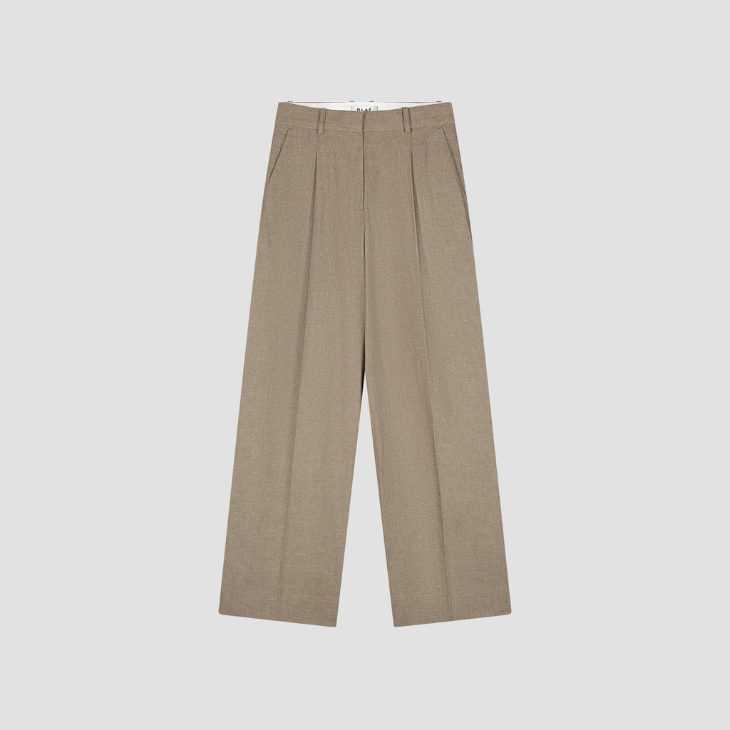 OLAF HUSSEIN Linen tailored trousers treehouse