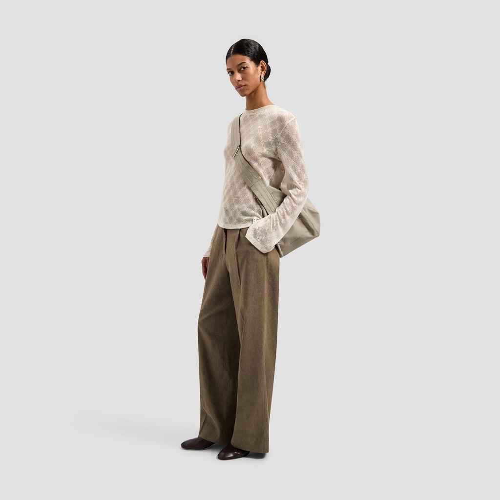 OLAF HUSSEIN Linen tailored trousers treehouse