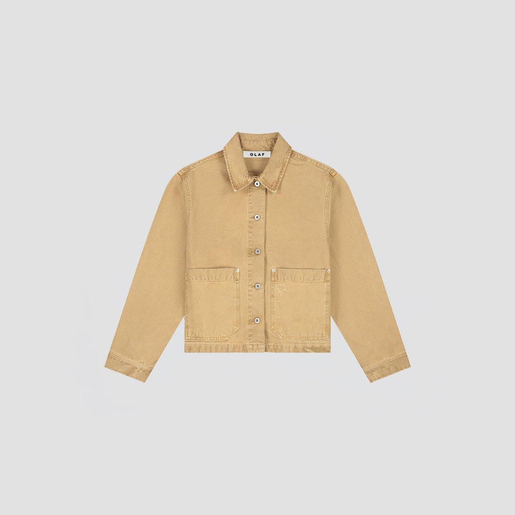 OLAF HUSSEIN Monogram washed canvas jacket medal bronze