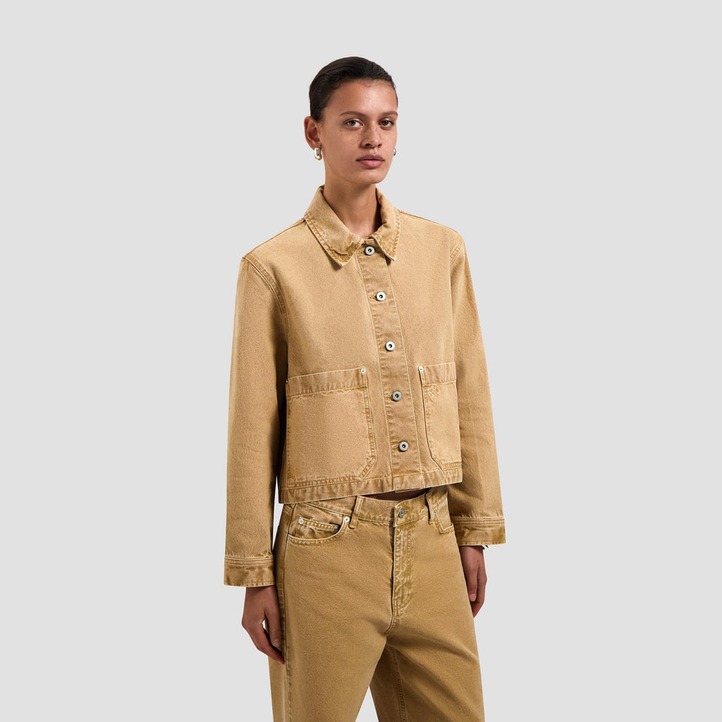 OLAF HUSSEIN Monogram washed canvas jacket medal bronze