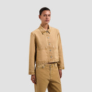 OLAF HUSSEIN Monogram washed canvas jacket medal bronze