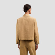 OLAF HUSSEIN Monogram washed canvas jacket medal bronze