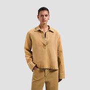 OLAF HUSSEIN Monogram washed canvas overshirt