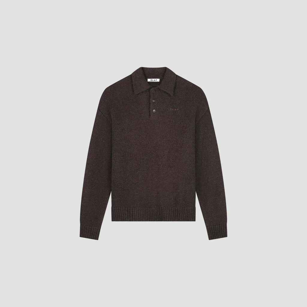 OLAF HUSSEIN Oversized knitted polo chocolate plum