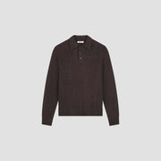 OLAF HUSSEIN Oversized knitted polo chocolate plum