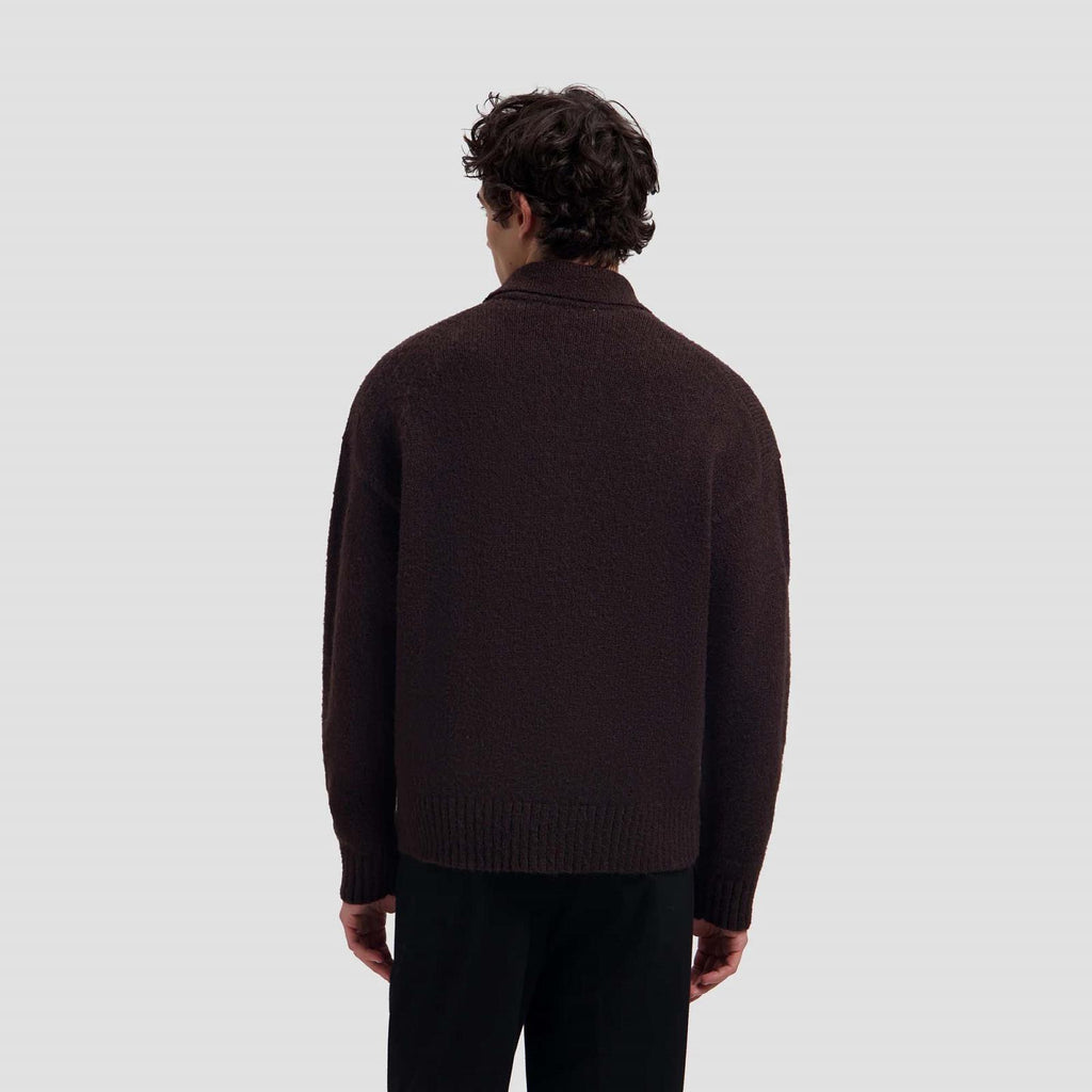 OLAF HUSSEIN Oversized knitted polo chocolate plum