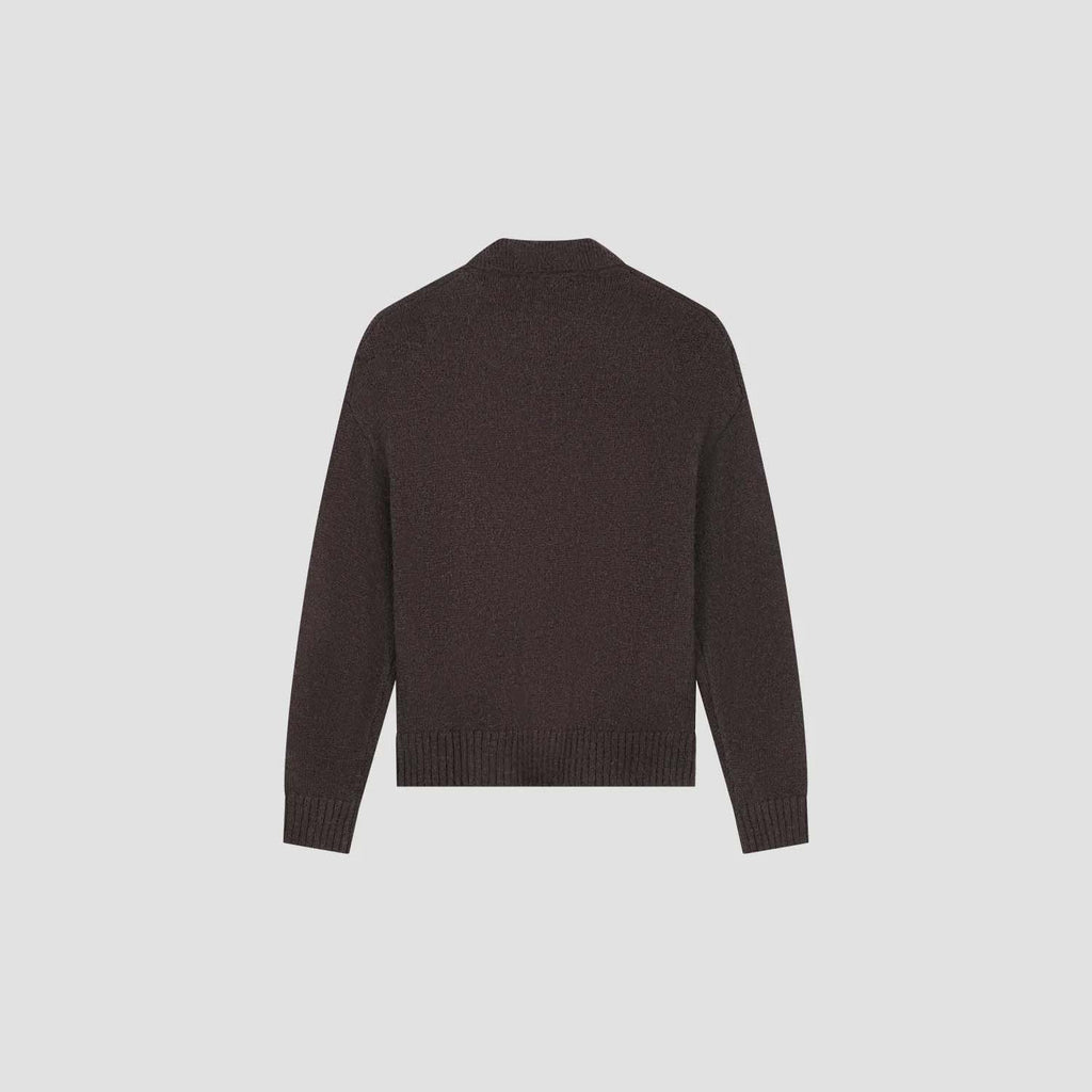 OLAF HUSSEIN Oversized knitted polo chocolate plum