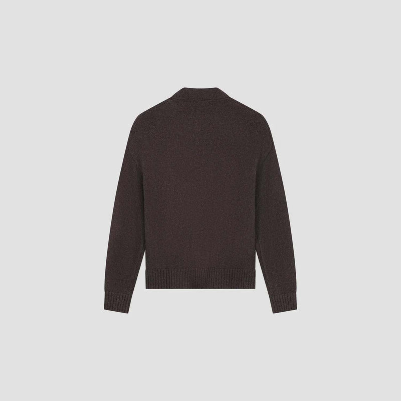 OLAF HUSSEIN Oversized knitted polo chocolate plum