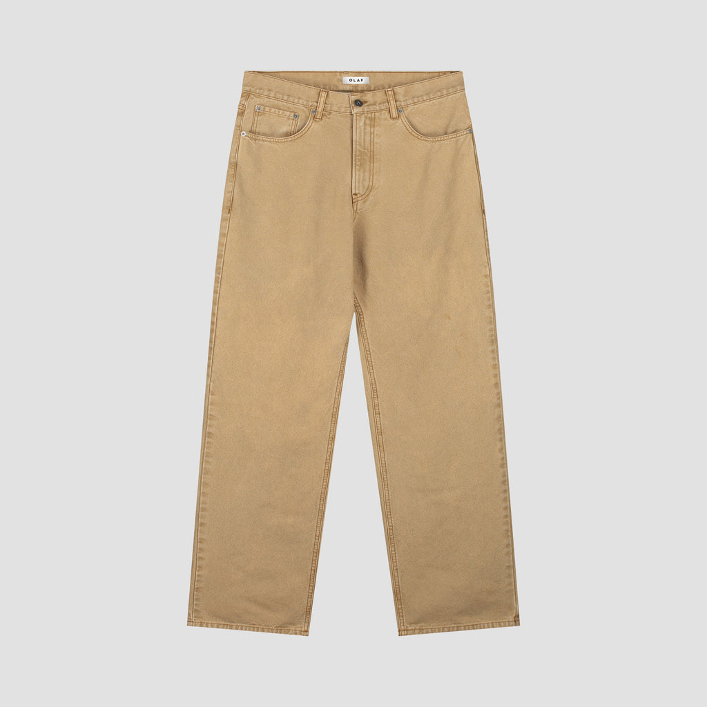 OLAF HUSSEIN Regular washed canvas pant medal bronze