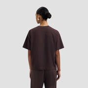 OLAF HUSSEIN Retro logo boxy tee chocolate plum