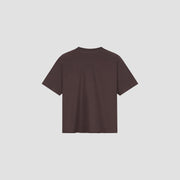 OLAF HUSSEIN Retro logo boxy tee chocolate plum
