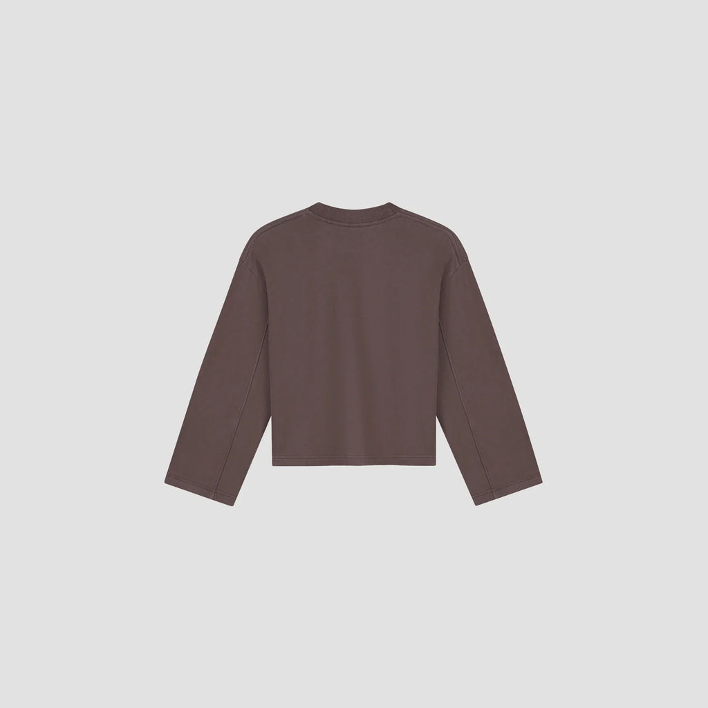 OLAF HUSSEIN Retro logo crewneck chocolate plum