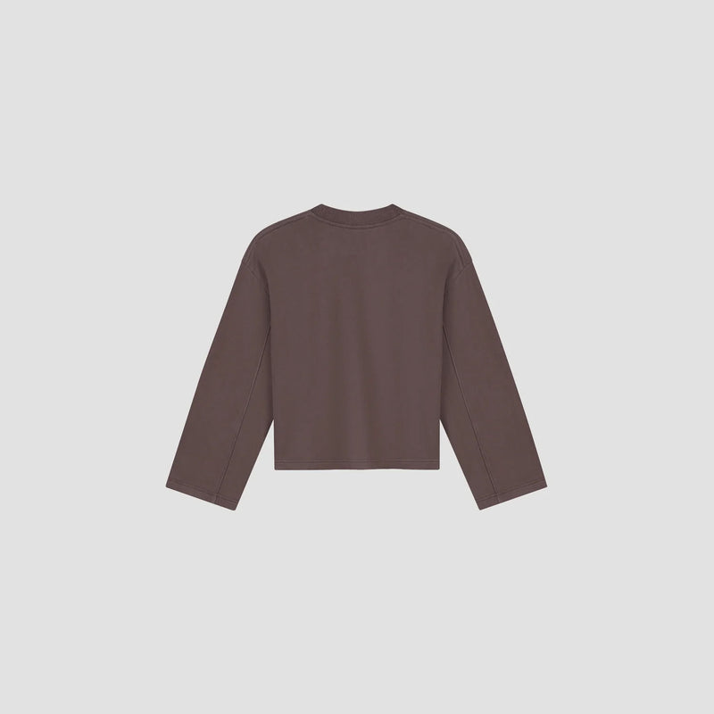 OLAF HUSSEIN Retro logo crewneck chocolate plum
