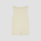OLAF HUSSEIN Retro logo sleeveless knit top off white
