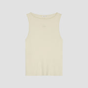 OLAF HUSSEIN Retro logo sleeveless knit top off white