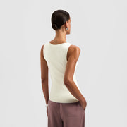 OLAF HUSSEIN Retro logo sleeveless knit top off white