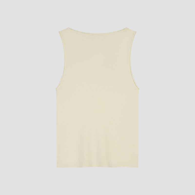OLAF HUSSEIN Retro logo sleeveless knit top off white