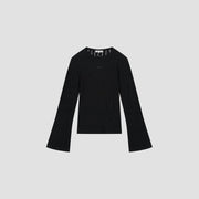 OLAF HUSSEIN Retro logo wide sleeve knit top black