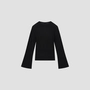 OLAF HUSSEIN Retro logo wide sleeve knit top black