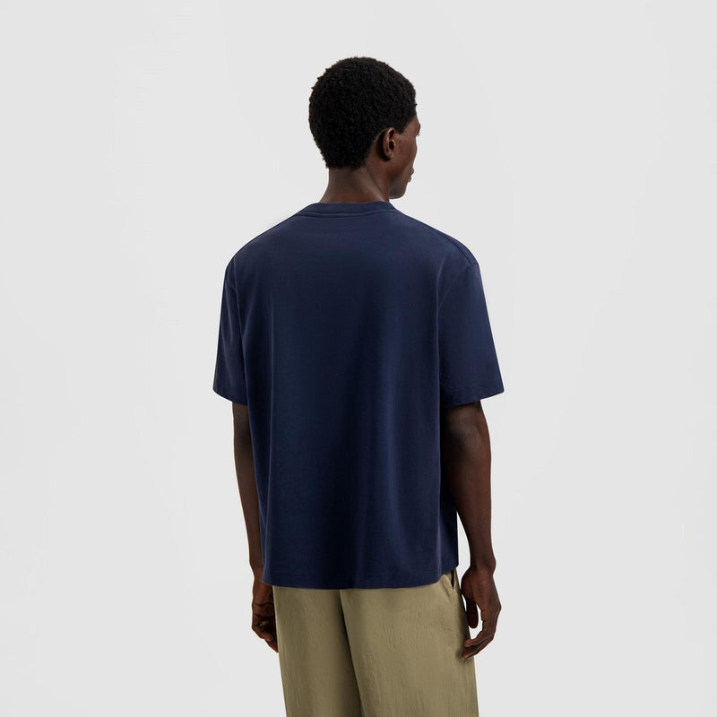 OLAF HUSSEIN Script friends boxy tee navy blue