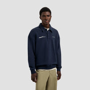 OLAF HUSSEIN Script friends oversized polo navy blue
