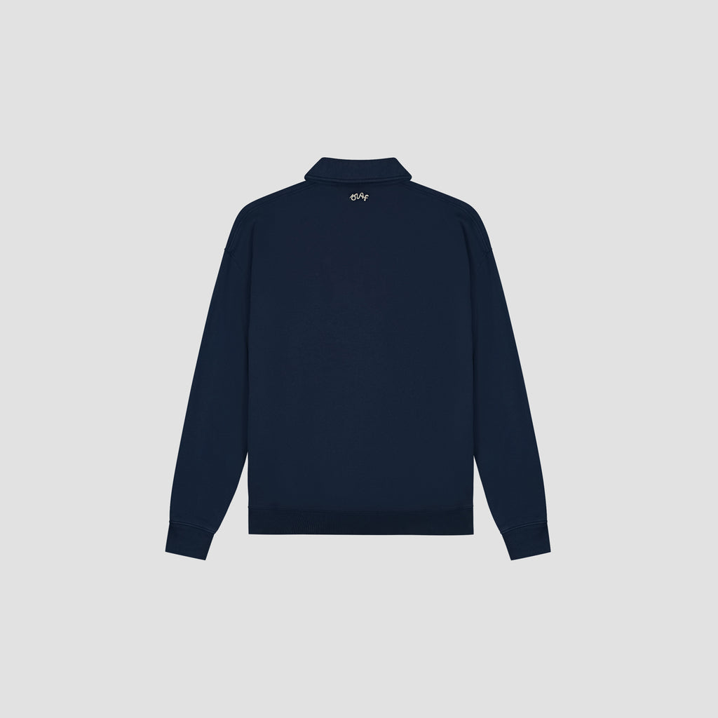 OLAF HUSSEIN Script friends oversized polo navy blue