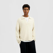 OLAF HUSSEIN Signature knitted polo off white