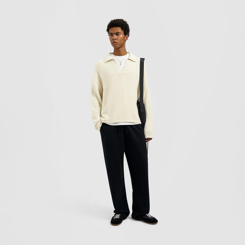 OLAF HUSSEIN Signature knitted polo off white