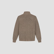 OLAF HUSSEIN Signature zip knitted mockneck chocolate chip