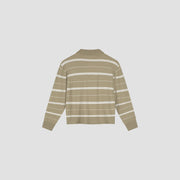 OLAF HUSSEIN Striped knitted polo chocolate chip