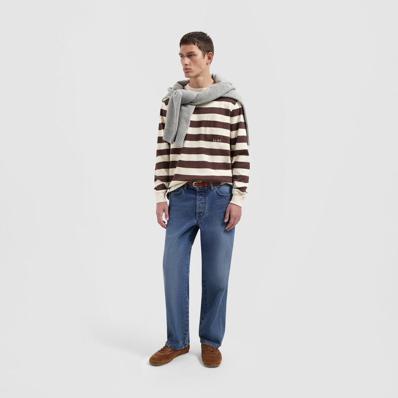 STRIPED RIB CREWNECK