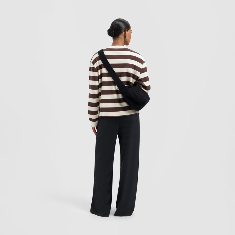 STRIPED RIB RETRO LOGO CREWNECK