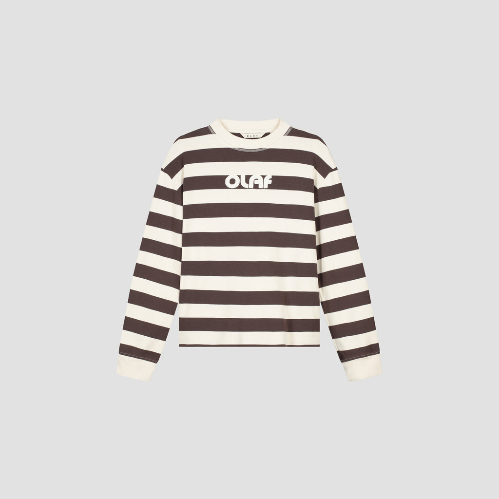 STRIPED RIB RETRO LOGO CREWNECK