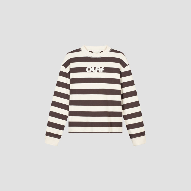 STRIPED RIB RETRO LOGO CREWNECK