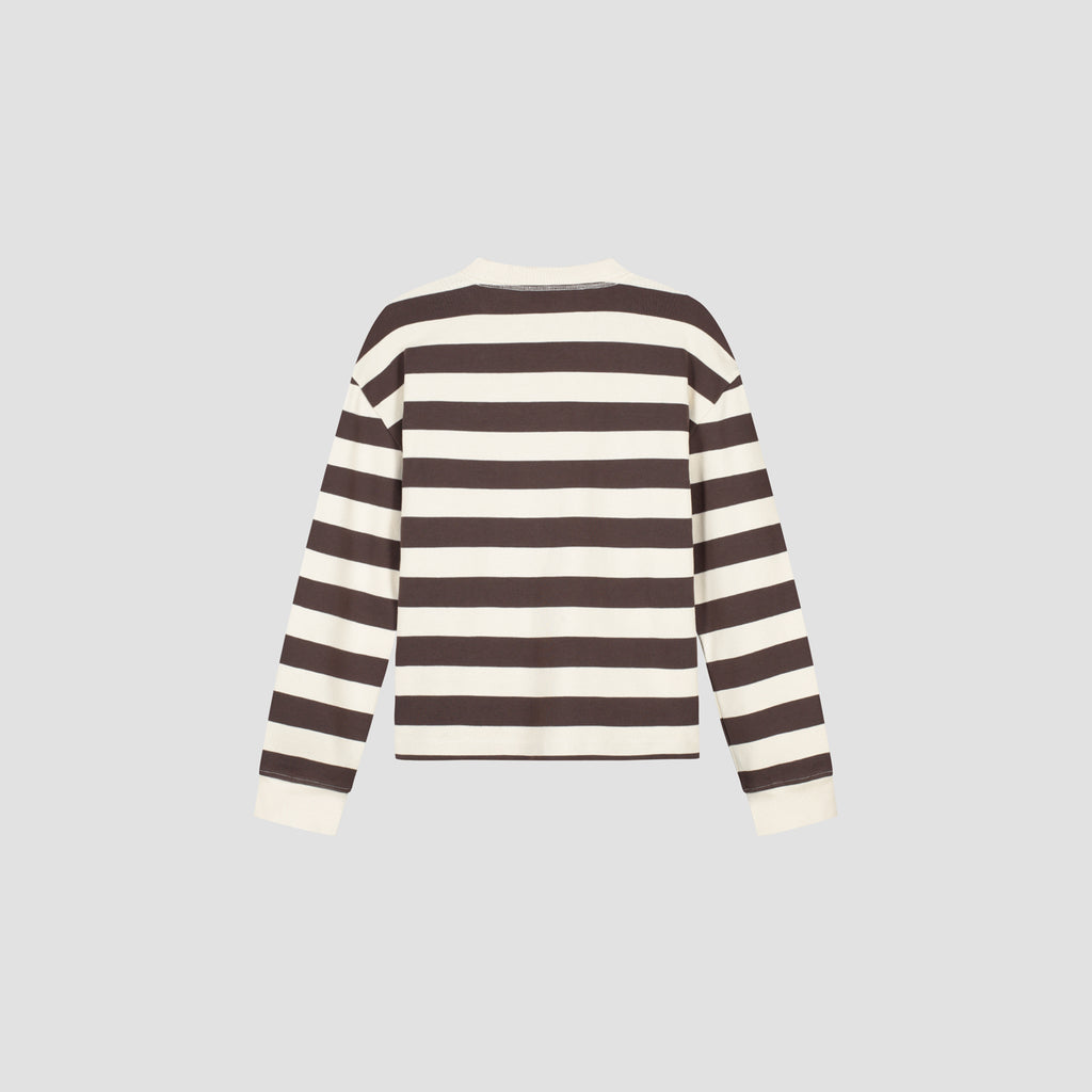 STRIPED RIB RETRO LOGO CREWNECK